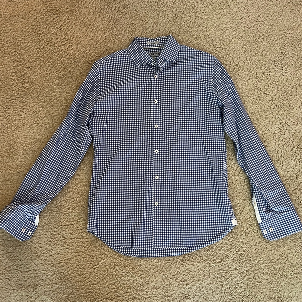 Express Fitted Long Sleeve Dress Shirt - medium